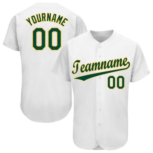 Custom White Green-Gold Baseball Jersey - Sky-Custom