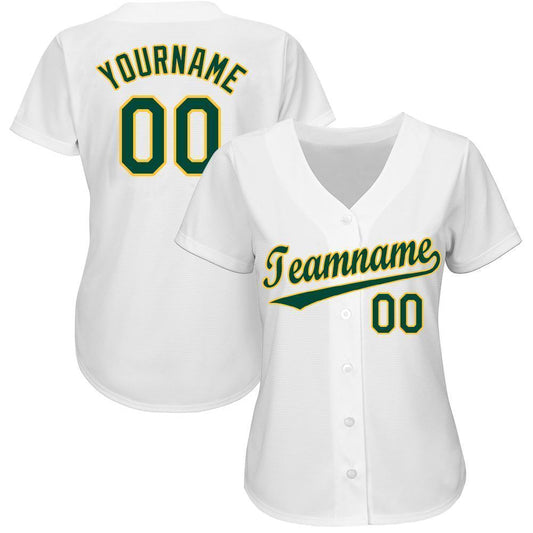 Custom White Green-Gold Baseball Jersey - Sky-Custom