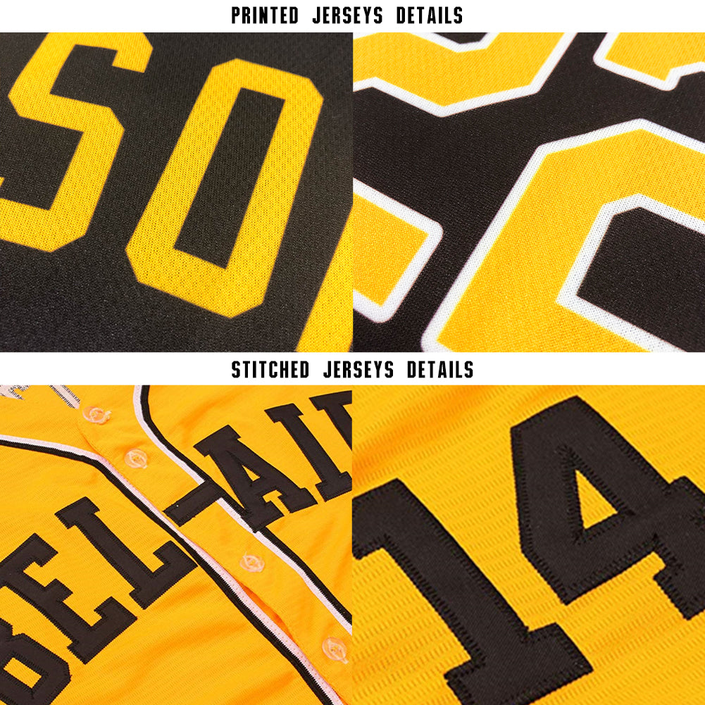Custom Gold Green-White Baseball Jersey - Sky-Custom