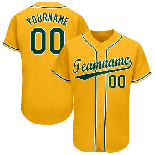 Custom Gold Green-White Baseball Jersey - Sky-Custom