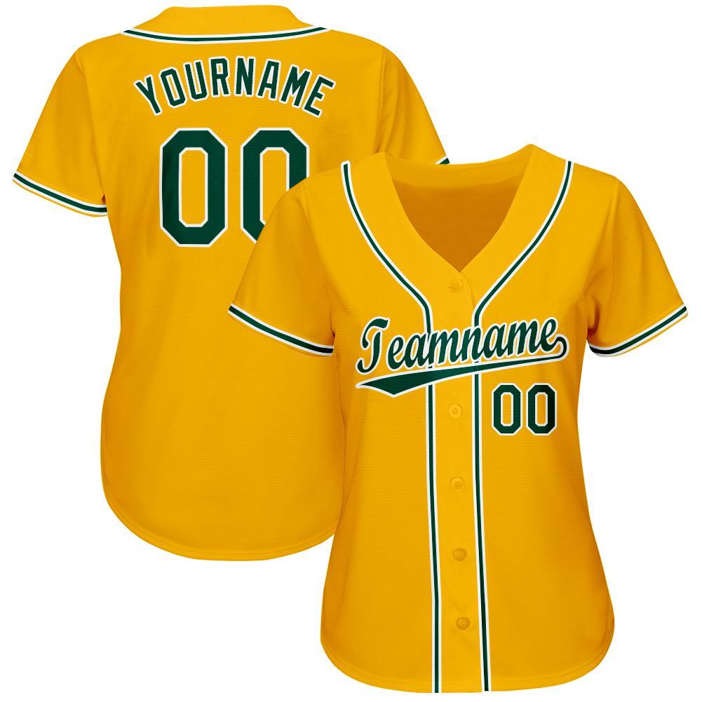 Custom Gold Green-White Baseball Jersey - Sky-Custom