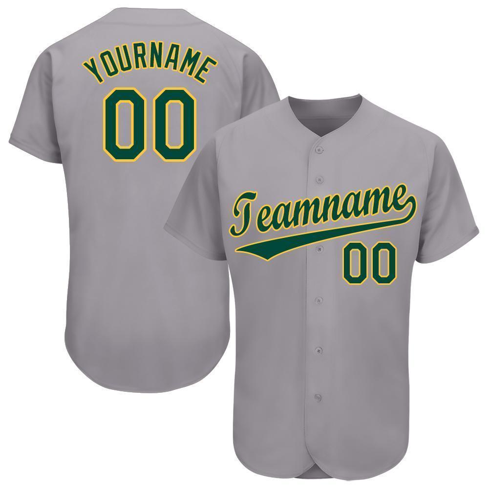 Custom Gray Green-Gold Baseball Jersey - Sky-Custom