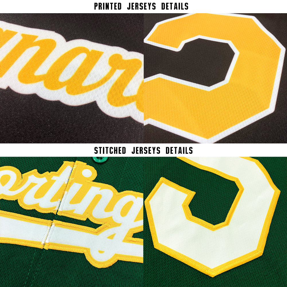 Custom Kelly Green White-Gold Baseball Jersey - Sky-Custom