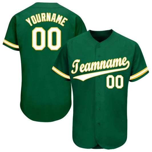 Custom Kelly Green White-Gold Baseball Jersey - Sky-Custom