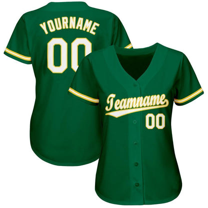 Custom Kelly Green White-Gold Baseball Jersey - Sky-Custom
