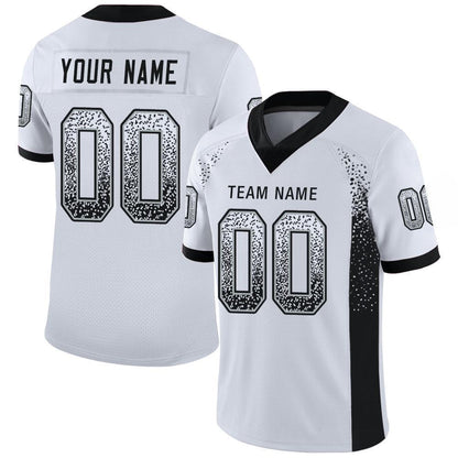 Custom White Black-Silver Mesh Drift Fashion Football Jersey - Sky-Custom