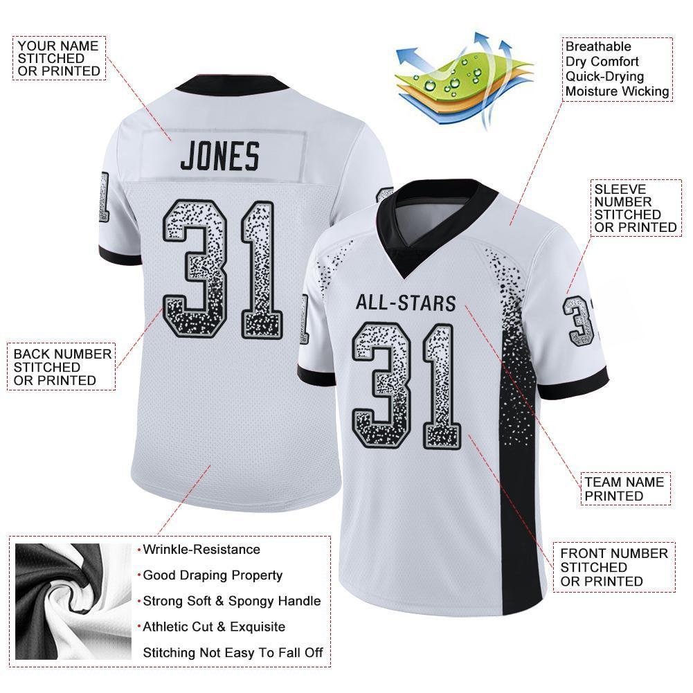 Custom White Black-Silver Mesh Drift Fashion Football Jersey - Sky-Custom