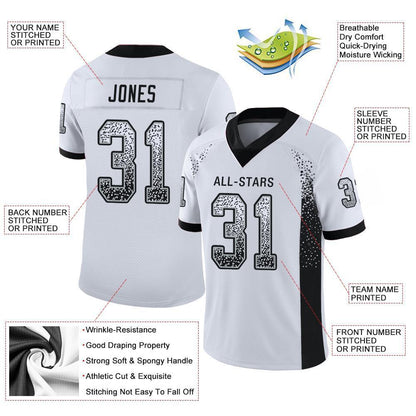 Custom White Black-Silver Mesh Drift Fashion Football Jersey - Sky-Custom