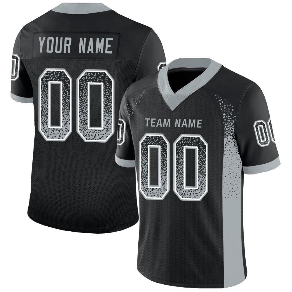 Custom Black Silver-White Mesh Drift Fashion Football Jersey - Sky-Custom