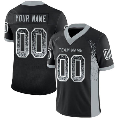 Custom Black Silver-White Mesh Drift Fashion Football Jersey - Sky-Custom
