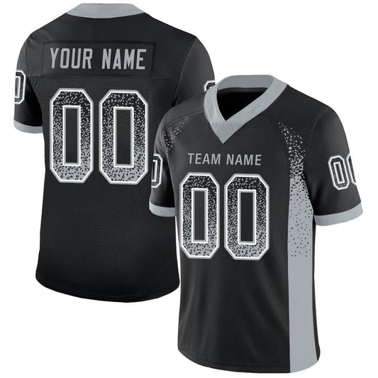 Custom Black Silver-White Mesh Drift Fashion Football Jersey - Sky-Custom