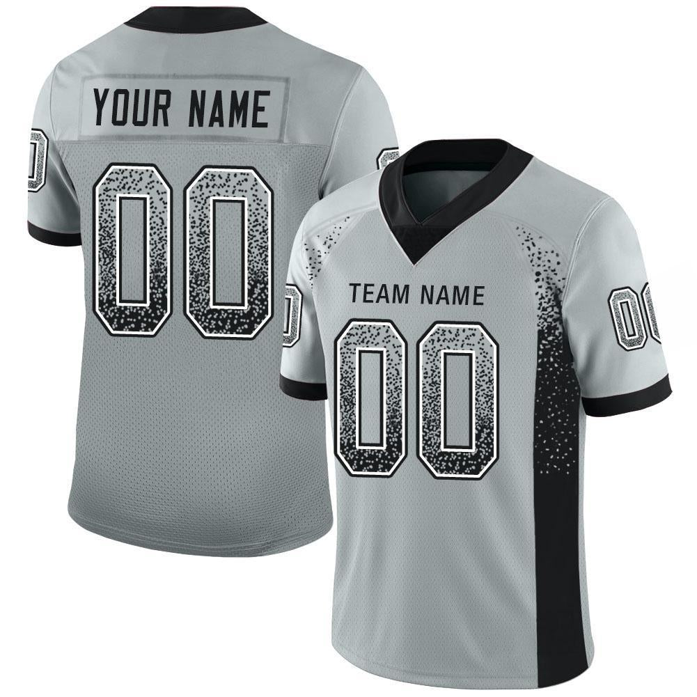 Custom Silver Black-White Mesh Drift Fashion Football Jersey - Sky-Custom