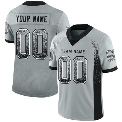Custom Silver Black-White Mesh Drift Fashion Football Jersey - Sky-Custom