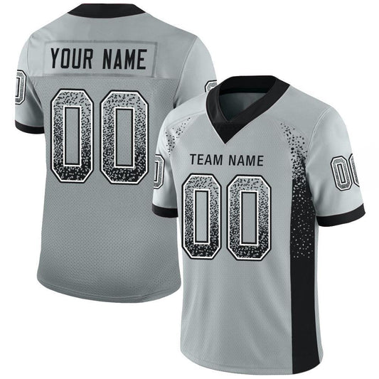 Custom Silver Black-White Mesh Drift Fashion Football Jersey - Sky-Custom