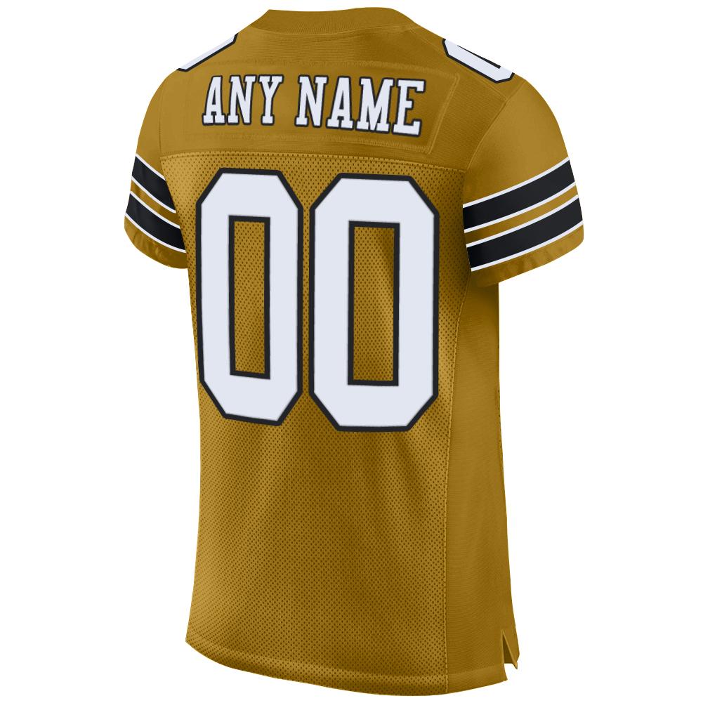 Custom Old Gold White-Black Mesh Authentic Football Jersey - Sky-Custom