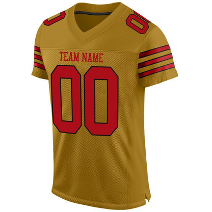 Custom Old Gold Red-Black Mesh Authentic Football Jersey - Sky-Custom