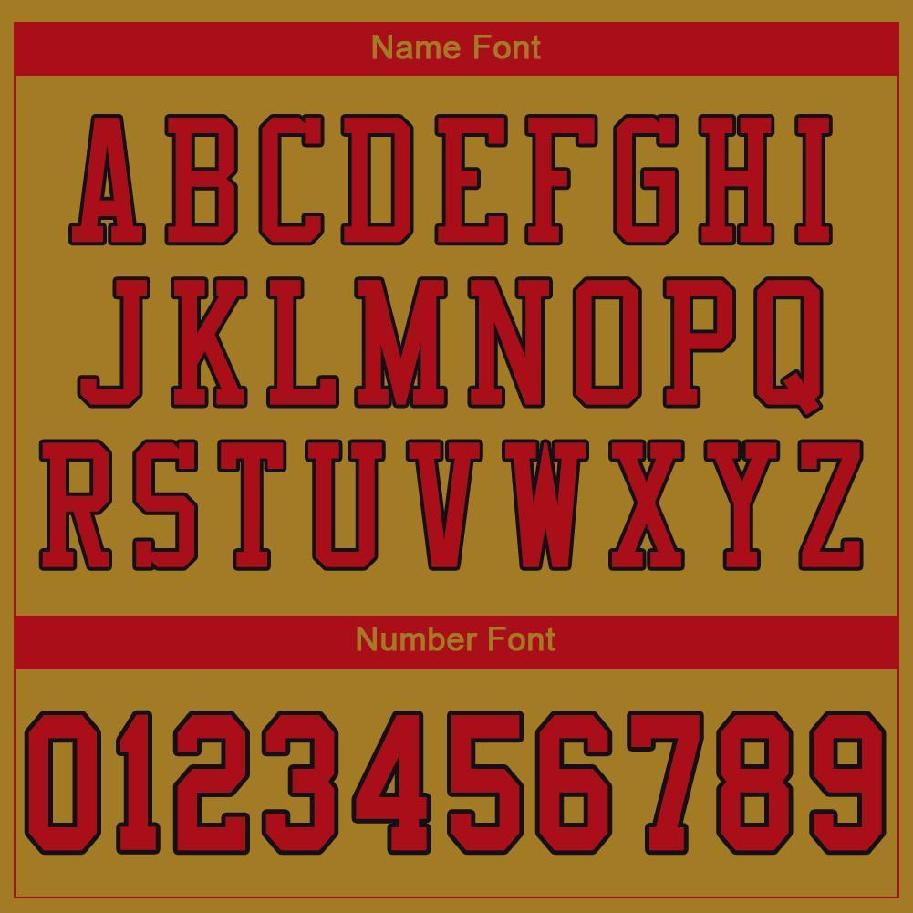 Custom Old Gold Red-Black Mesh Authentic Football Jersey - Sky-Custom