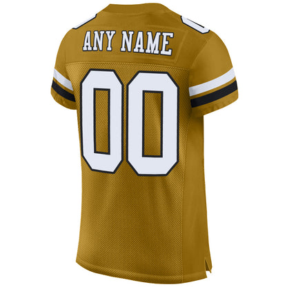 Custom Old Gold White-Black Mesh Authentic Football Jersey - Sky-Custom