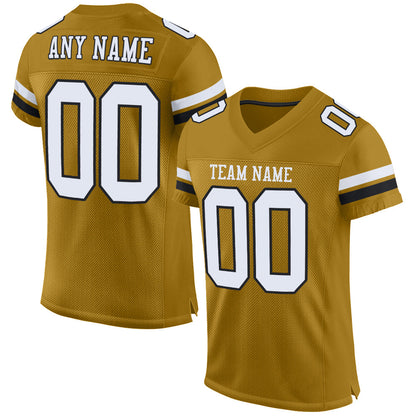 Custom Old Gold White-Black Mesh Authentic Football Jersey - Sky-Custom