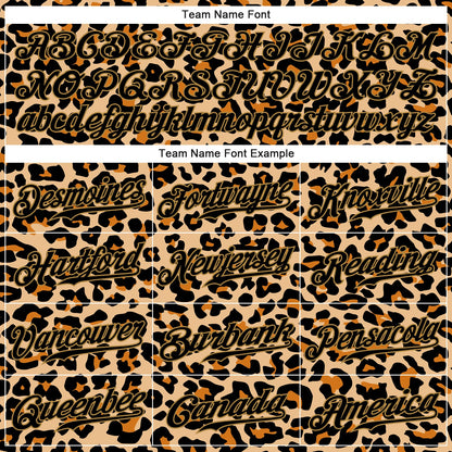 Custom Old Gold Black-Old Gold 3D Pattern Design Leopard Authentic Baseball Jersey - Sky-Custom