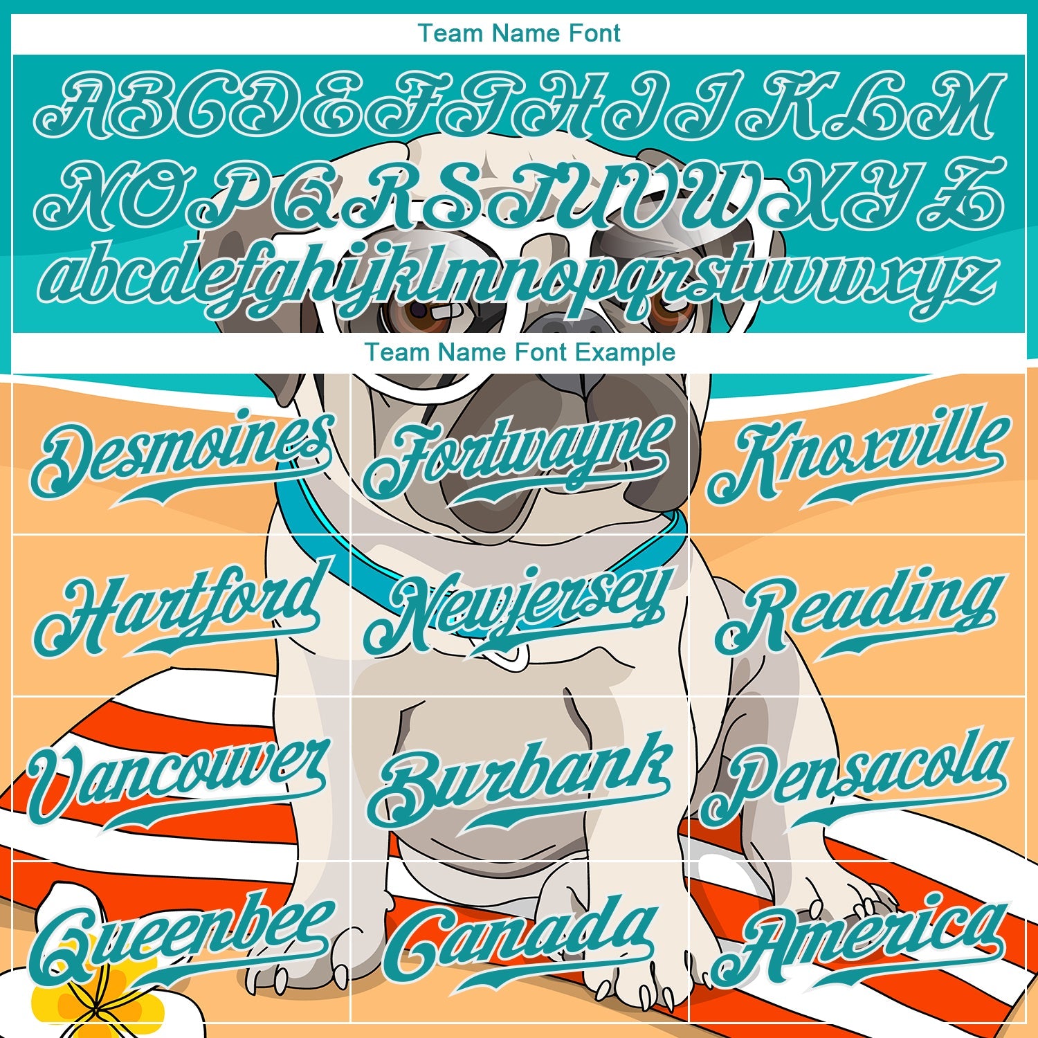 Custom Old Gold Teal-White 3D Pattern Design Puppy Pug Authentic Baseball Jersey - Sky-Custom