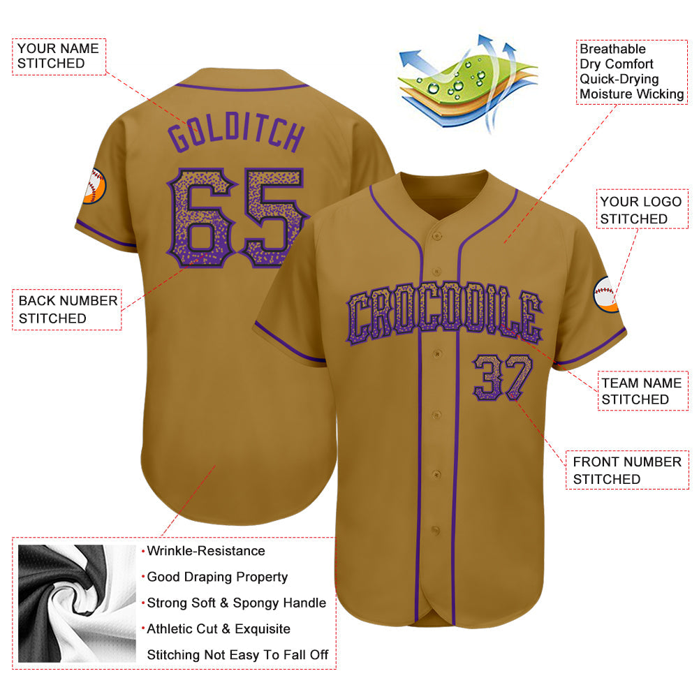 Custom Old Gold Purple-Black Authentic Drift Fashion Baseball Jersey - Sky-Custom