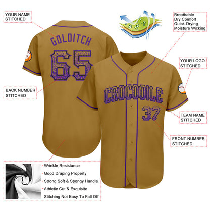 Custom Old Gold Purple-Black Authentic Drift Fashion Baseball Jersey - Sky-Custom