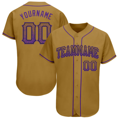 Custom Old Gold Purple-Black Authentic Drift Fashion Baseball Jersey - Sky-Custom