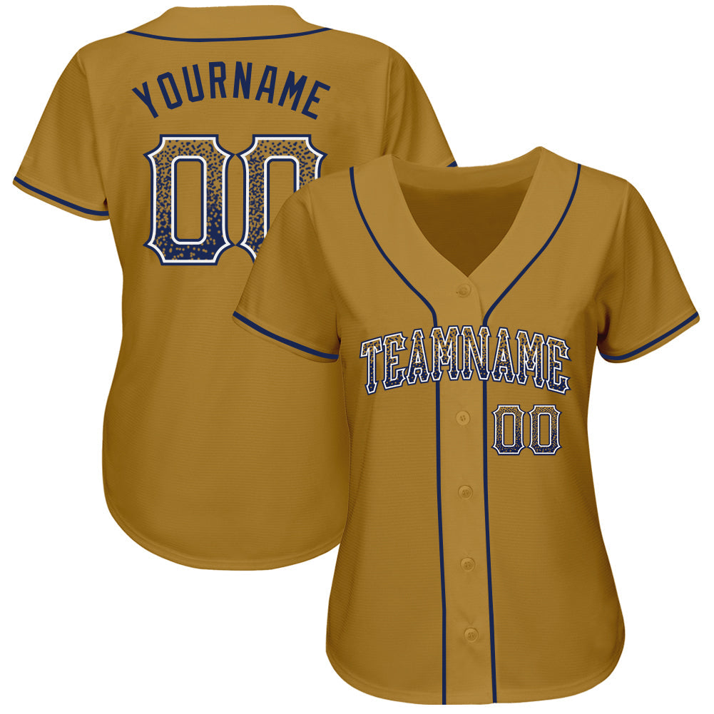 Custom Old Gold Navy-White Authentic Drift Fashion Baseball Jersey - Sky-Custom