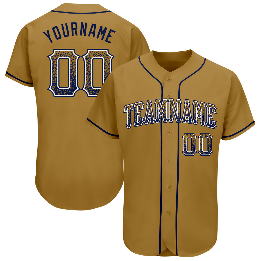 Custom Old Gold Navy-White Authentic Drift Fashion Baseball Jersey - Sky-Custom