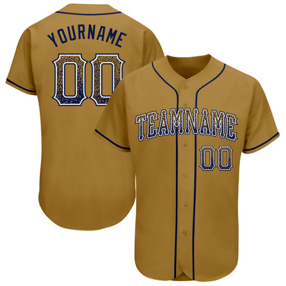 Custom Old Gold Navy-White Authentic Drift Fashion Baseball Jersey - Sky-Custom