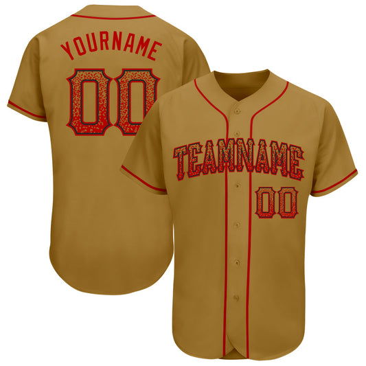 Custom Old Gold Red-Black Authentic Drift Fashion Baseball Jersey - Sky-Custom