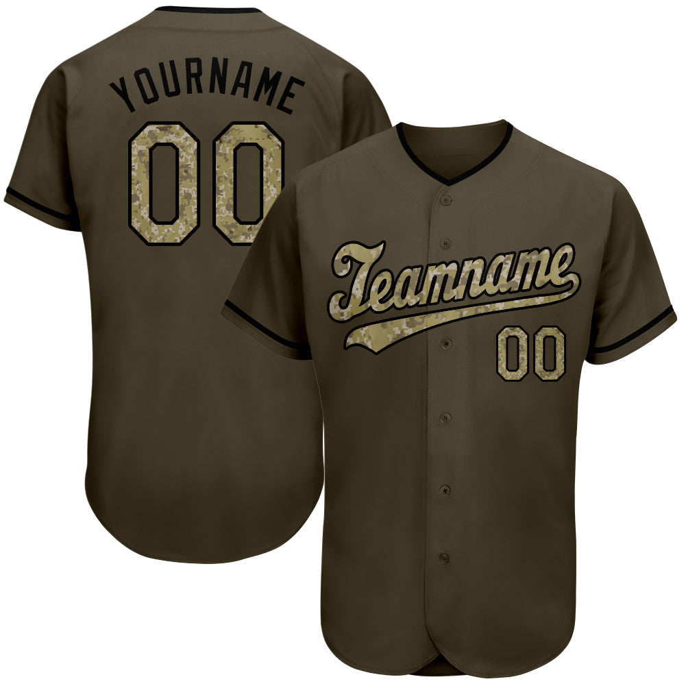 Custom Olive Camo-Black Authentic Salute To Service Baseball Jersey - Sky-Custom