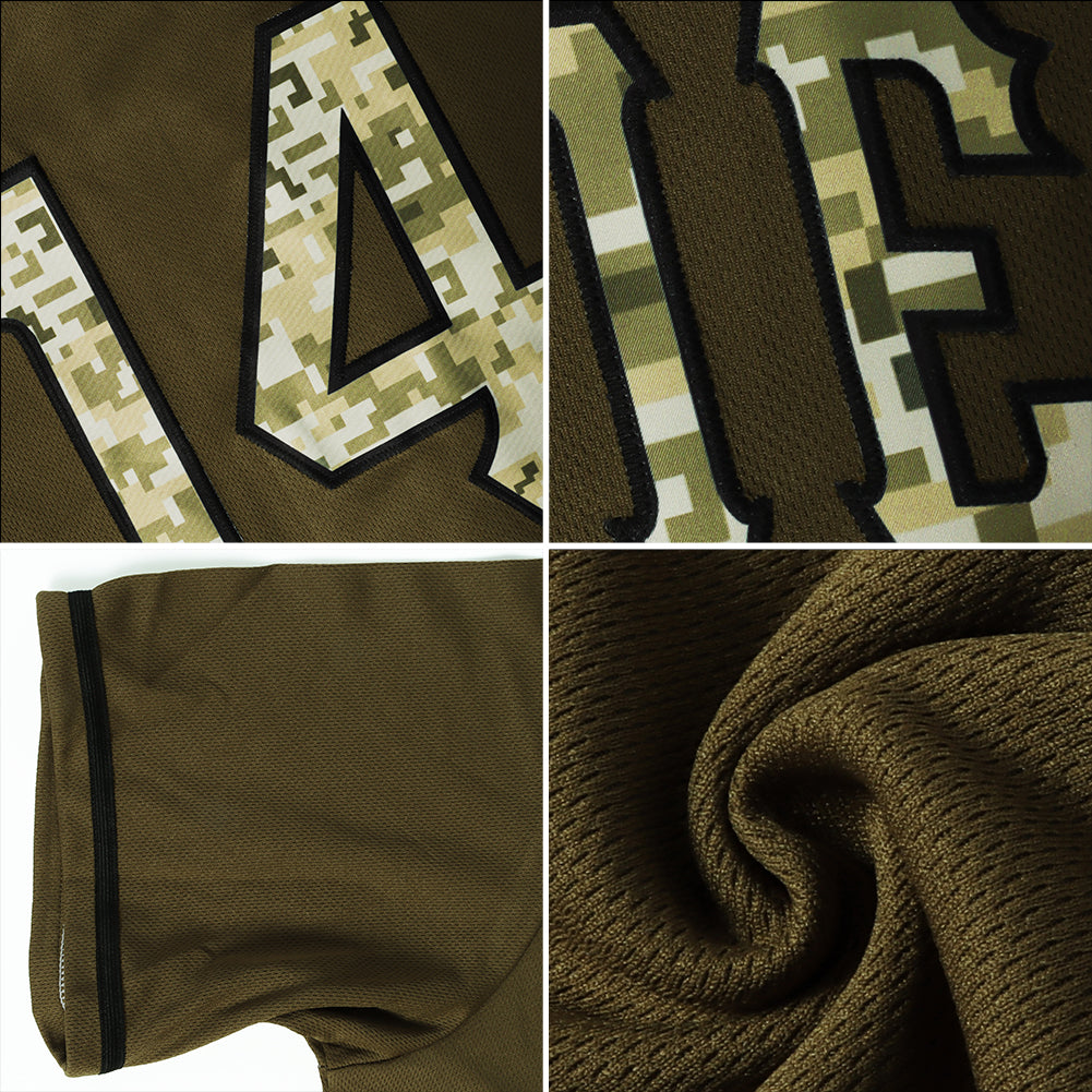 Custom Olive Camo-Black Authentic Salute To Service Baseball Jersey - Sky-Custom