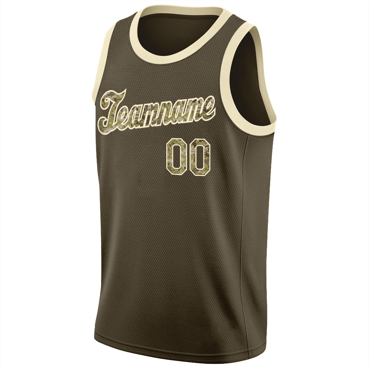 Custom Olive Camo-Cream Round Neck Rib-Knit Salute To Service Basketball Jersey - Sky-Custom