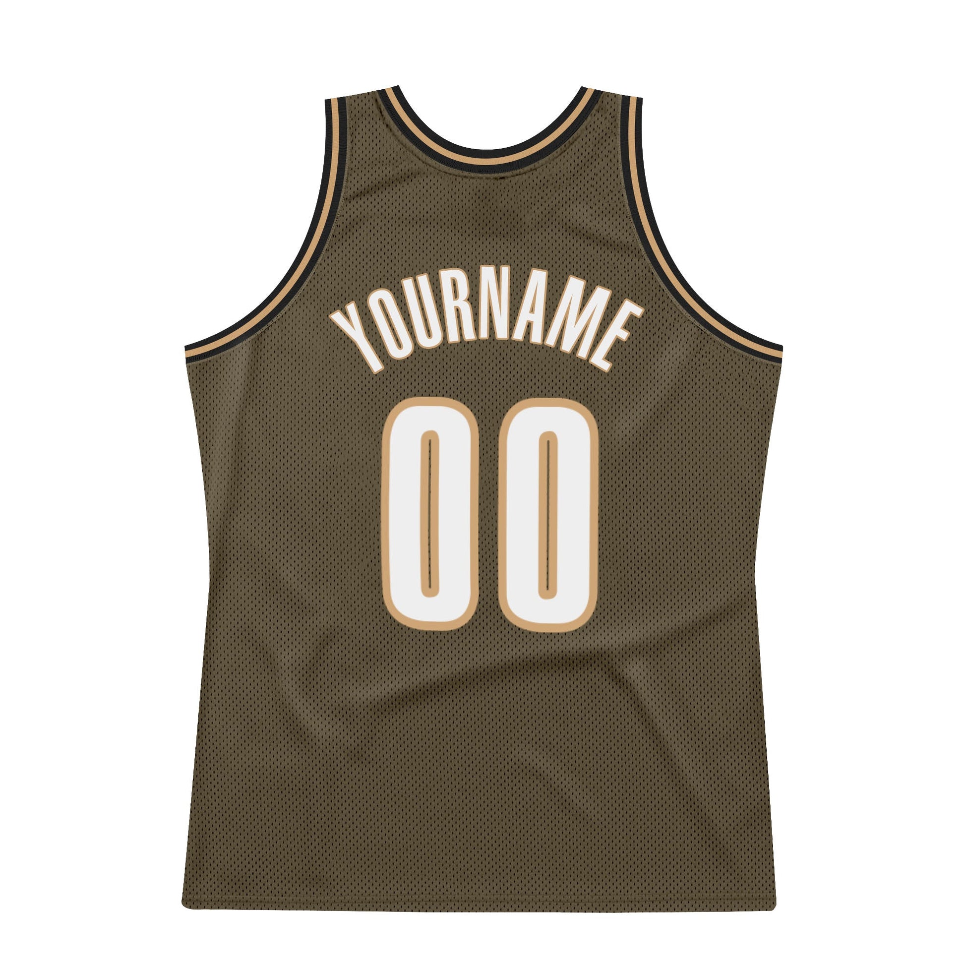 Custom Olive White-Old Gold Authentic Throwback Salute To Service Basketball Jersey - Sky-Custom