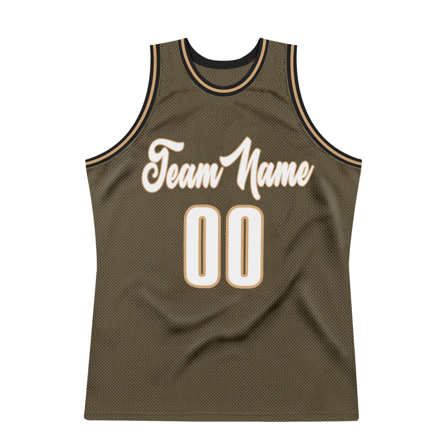 Custom Olive White-Old Gold Authentic Throwback Salute To Service Basketball Jersey - Sky-Custom