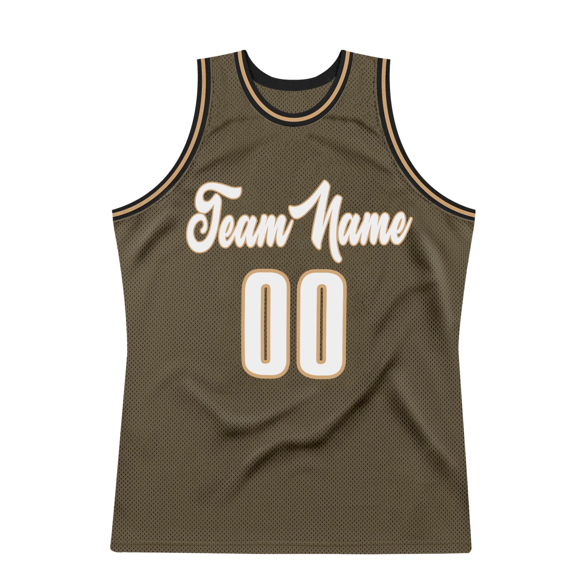 Custom Olive White-Old Gold Authentic Throwback Salute To Service Basketball Jersey - Sky-Custom
