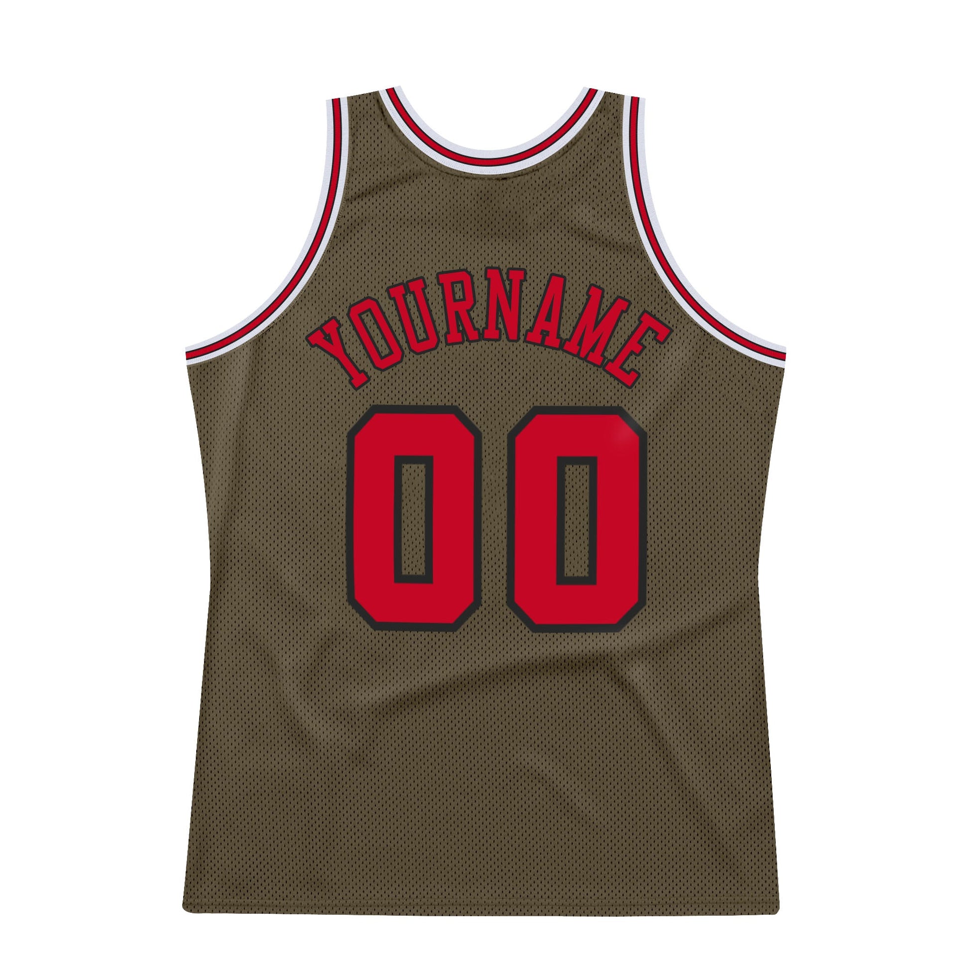 Custom Olive Red-Black Authentic Throwback Salute To Service Basketball Jersey - Sky-Custom