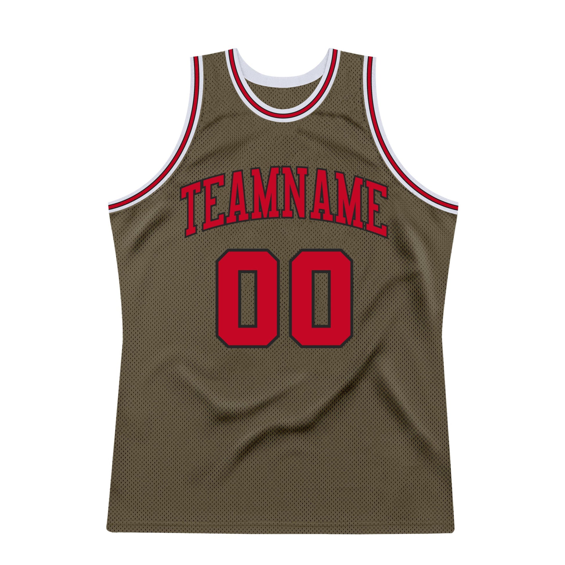 Custom Olive Red-Black Authentic Throwback Salute To Service Basketball Jersey - Sky-Custom
