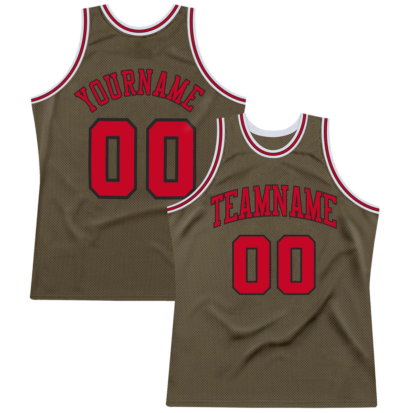 Custom Olive Red-Black Authentic Throwback Salute To Service Basketball Jersey - Sky-Custom