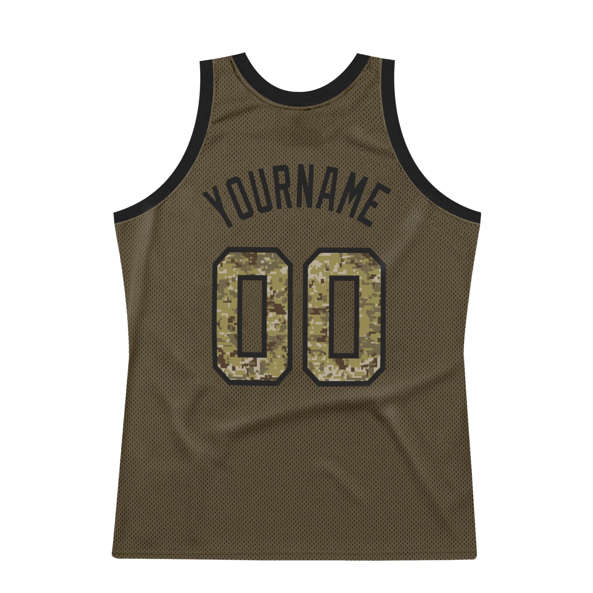 Custom Olive Camo-Black Authentic Throwback Salute To Service Basketball Jersey - Sky-Custom
