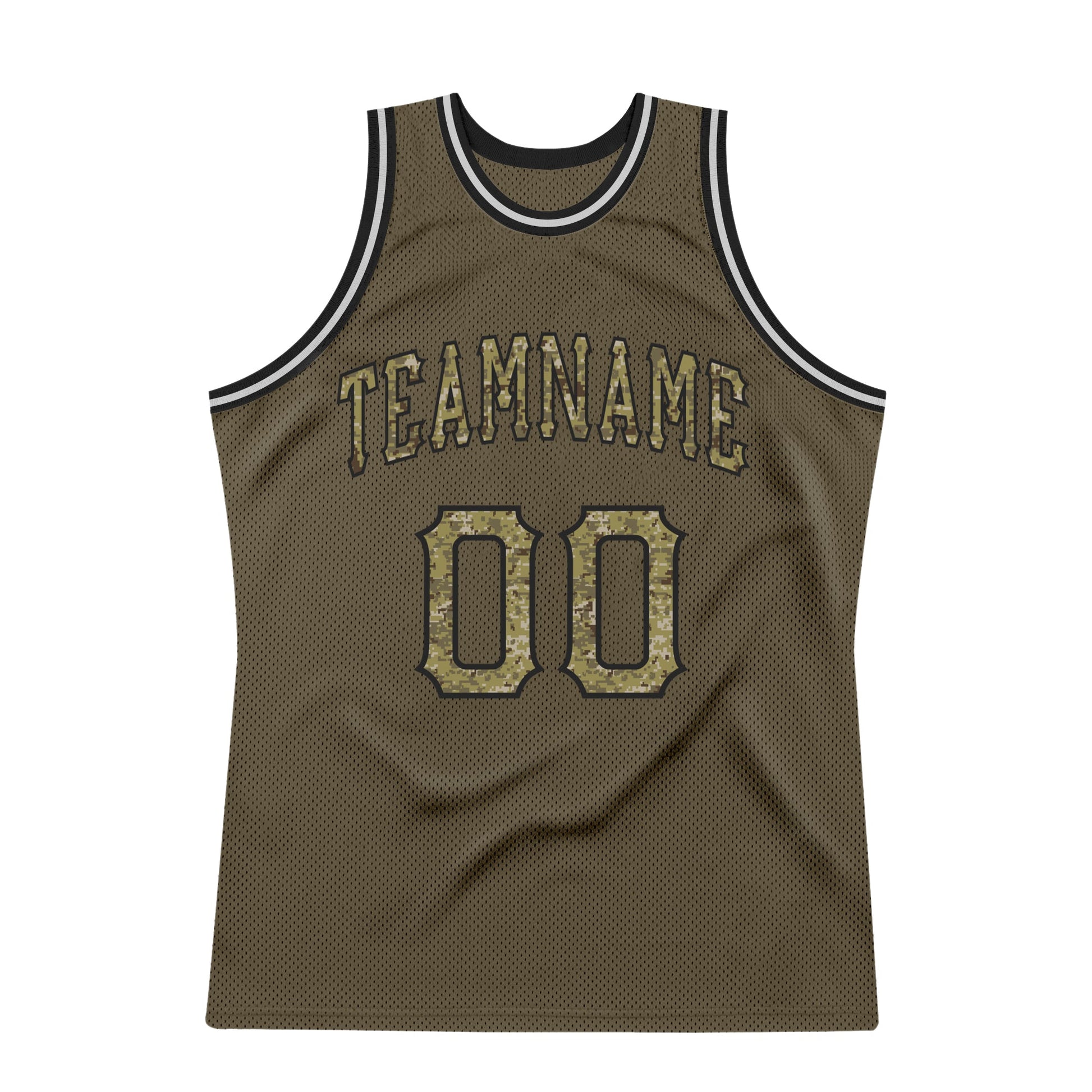 Custom Olive Camo-Black Authentic Throwback Salute To Service Basketball Jersey - Sky-Custom