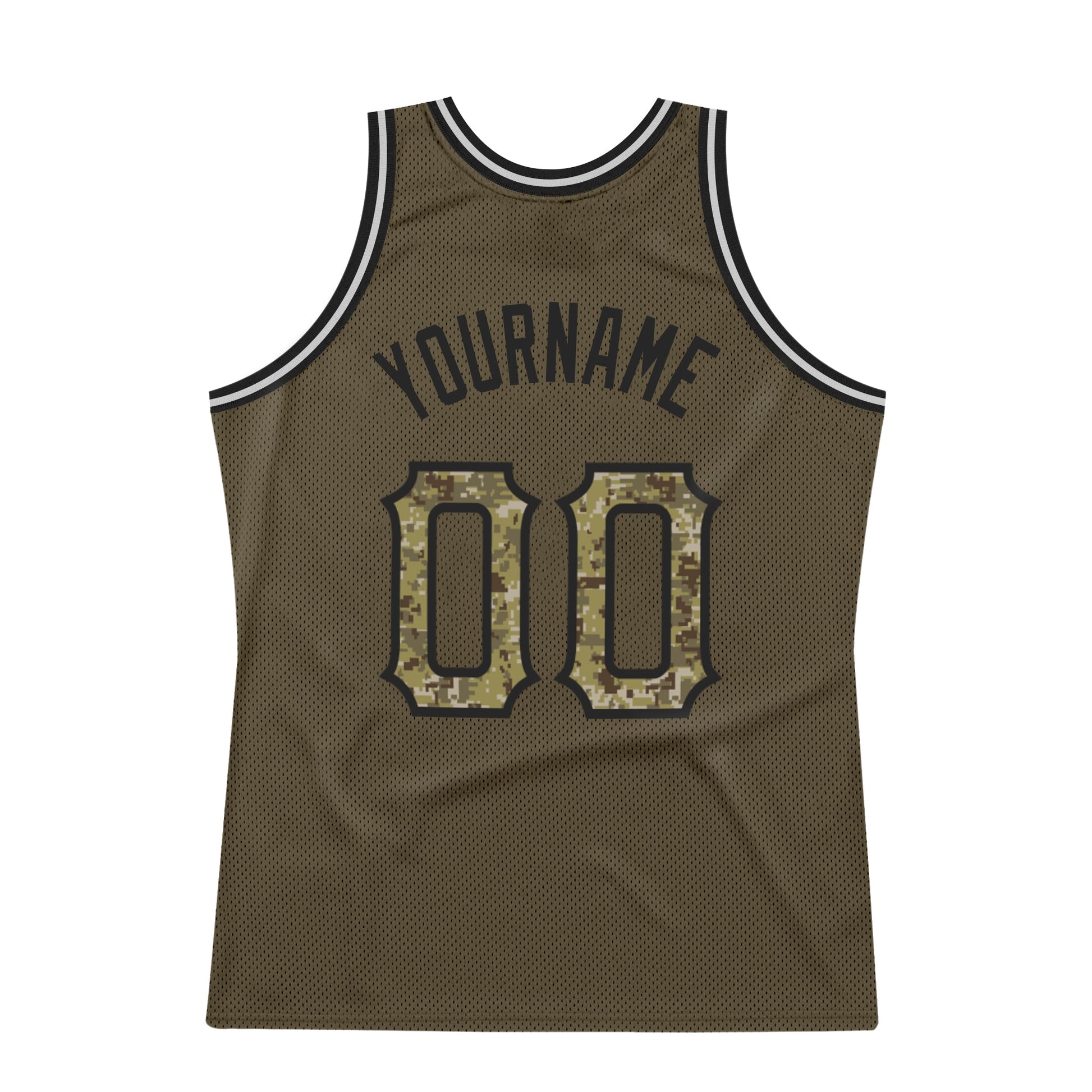 Custom Olive Camo-Black Authentic Throwback Salute To Service Basketball Jersey - Sky-Custom