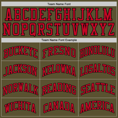 Custom Olive Red-Black Authentic Salute To Service Baseball Jersey - Sky-Custom