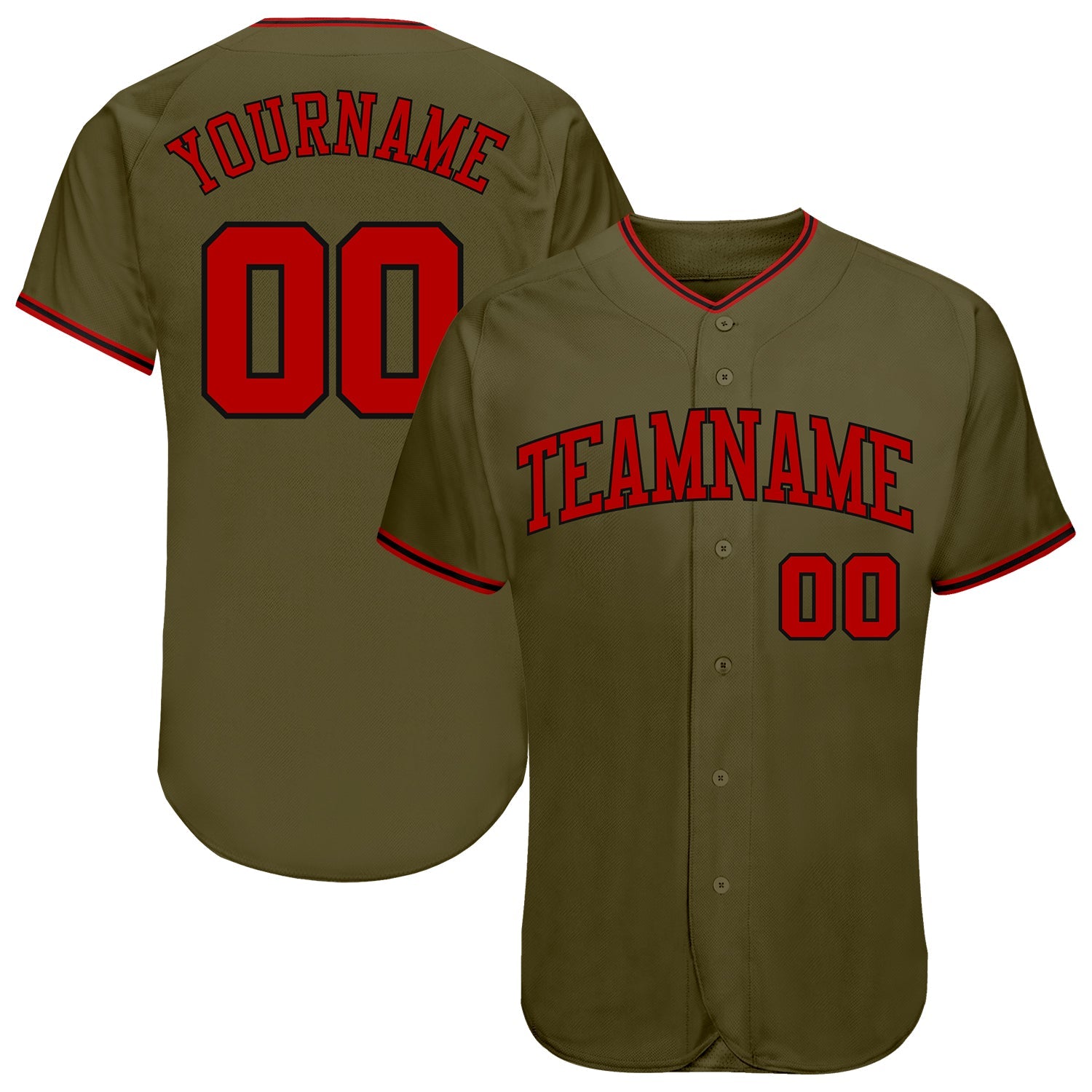 Custom Olive Red-Black Authentic Salute To Service Baseball Jersey - Sky-Custom