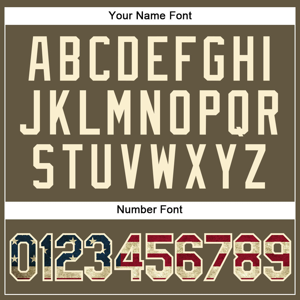 Custom Olive Vintage USA Flag-Cream Authentic Throwback Salute To Service Basketball Jersey - Sky-Custom