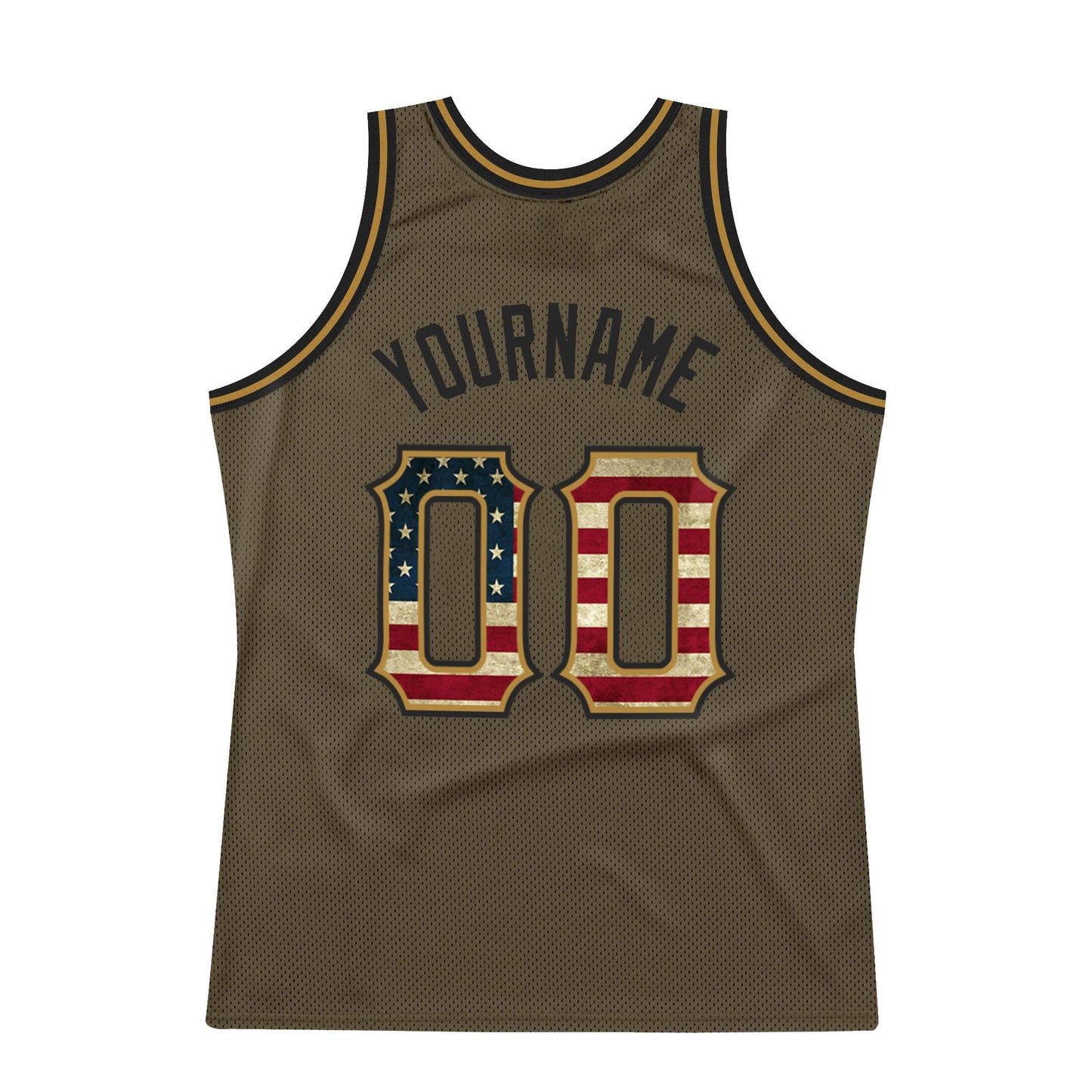 Custom Olive Vintage USA Flag-Black Authentic Throwback Salute To Service Basketball Jersey - Sky-Custom
