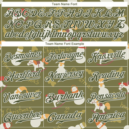 Custom Olive Olive-White Christmas 3D Authentic Salute To Service Baseball Jersey - Sky-Custom