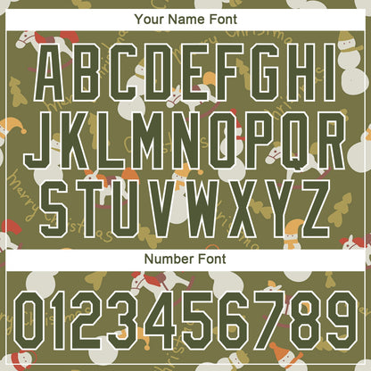 Custom Olive Olive-White Christmas 3D Authentic Salute To Service Baseball Jersey - Sky-Custom